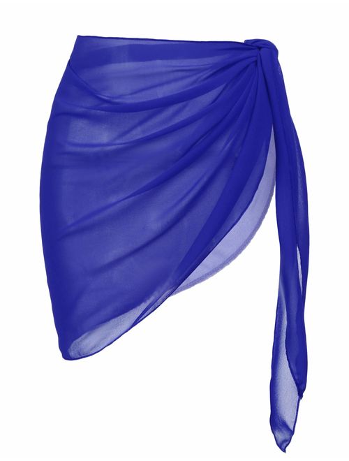 Ekouaer Womens Beach Short Sarong Sheer Chiffon Cover Up Soild Color Swimwear Wrap S-3XL