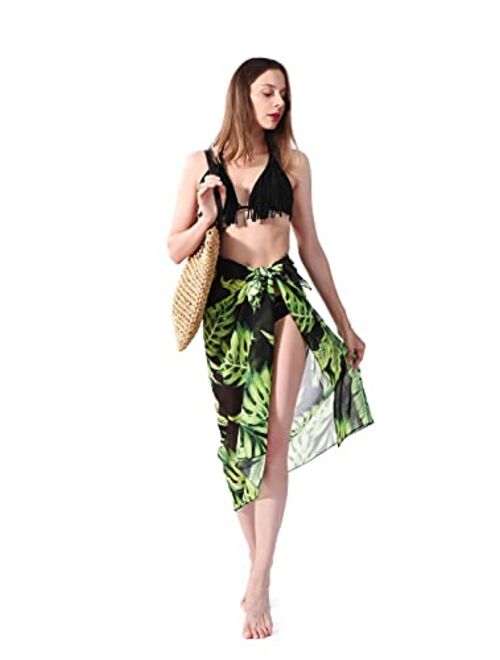 Ayliss Womens Swimwear Chiffon Printed Cover up Beach Sarong Pareo Bikini Swimsuit Wrap