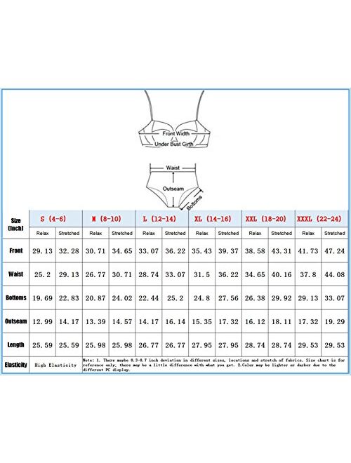 ZKESS Women's Stripes Tankini Top Bikini Swimwear with Brief S - XXXL Plus Size