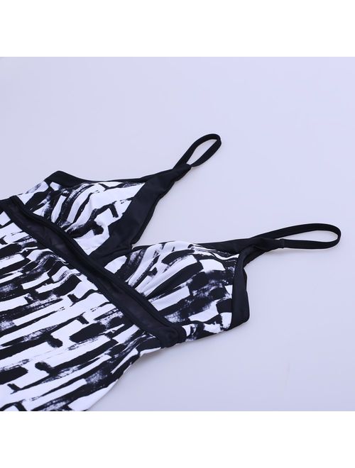 LALAGEN Women's Plus Size Rash Guard Capris Tankini Athletic Swimwear