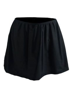 COCOSHIP Women's Solid Black Skirted Bikini Bottom Skirt Swimdress(FBA)