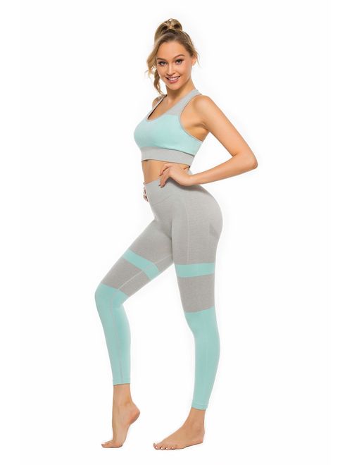 JOJOANS Women's 2 Piece Workout Sets Yoga Bra and Pants Set Sportwear