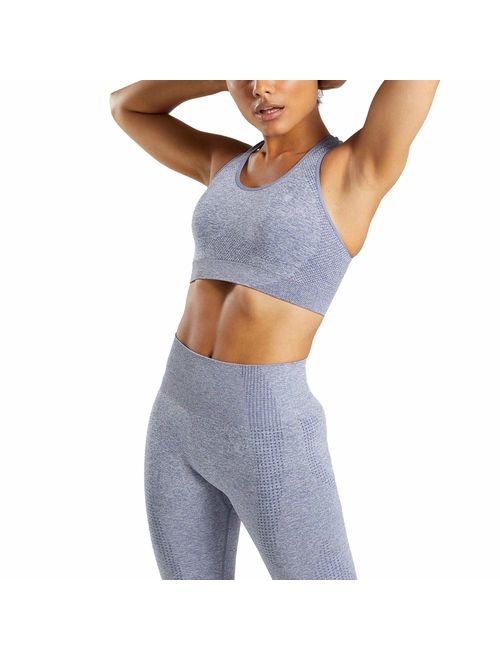 WODOWEI Women 2 Piece Outfits Sports Bra Seamless Leggings Yoga Set Long Pants Gym Clothing