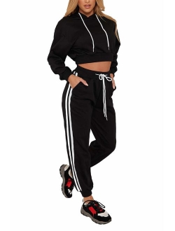 Fixmatti Women Pullover Hoodie Pockets Sweatpants Sport Jogger Sweatsuit