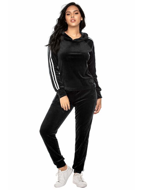 Hotouch Tracksuit Sets Womens 2 Piece Sweatsuits Velour Pullover Hoodie & Sweatpants Jogging Suits Outfits