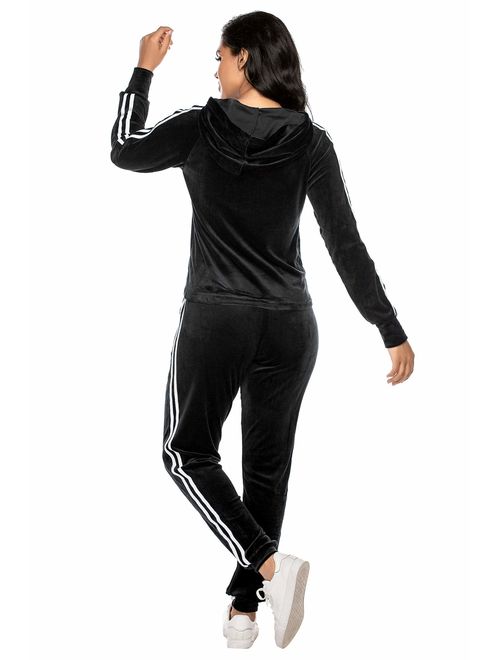 Hotouch Tracksuit Sets Womens 2 Piece Sweatsuits Velour Pullover Hoodie & Sweatpants Jogging Suits Outfits