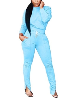 Women Sweatsuits Sets Two Piece Outfits Long Sleeve Sweatshirt and Joggers Pants Tracksuit