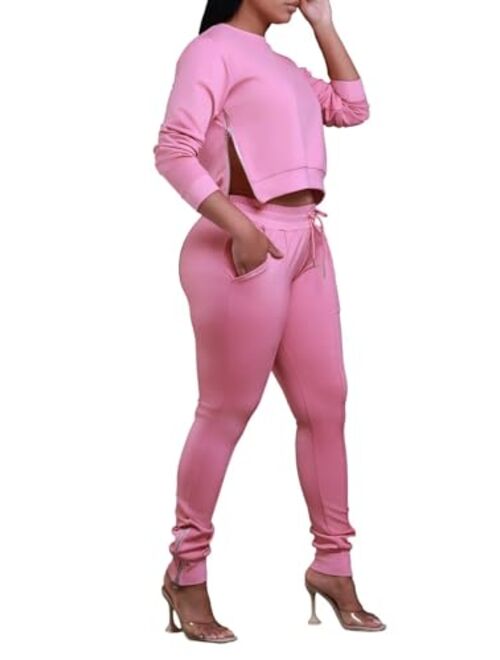 Long Pants Tracksuit Set Jumpsuits Two Piece Sweatsuit Pullover Hoodies Top Jogging Suits for Women