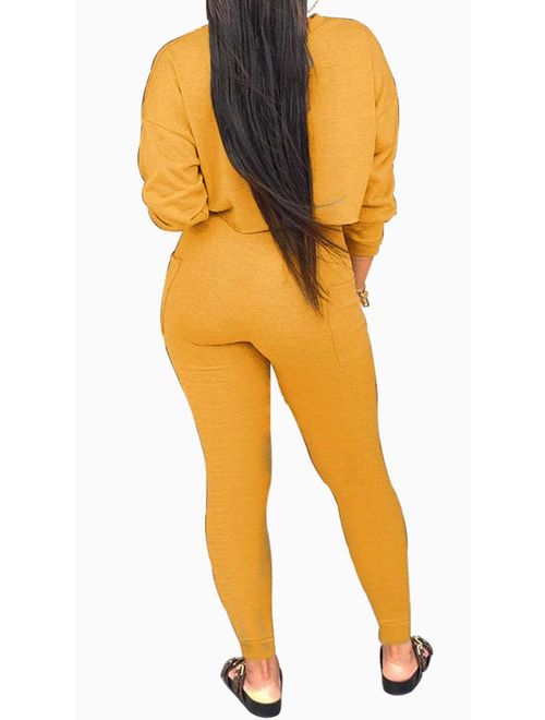 kaimimei 2 Piece Outfits for Women - Sweatsuit Tracksuit Long Sleeve Sweatshirt and Long Pants Set Sports Jumpsuit