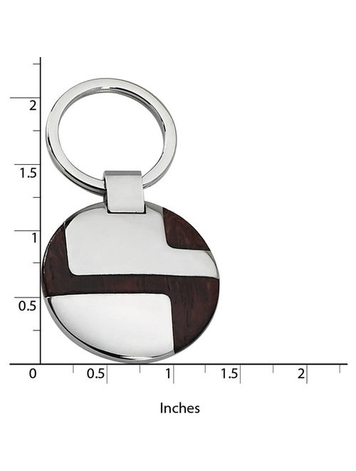 Stainless Steel Polished Wood Inlay Key Chain