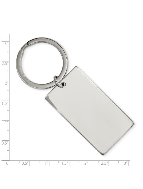 Stainless Steel Brushed and Polished 1.85mm Rectangle Reversible Key Chain