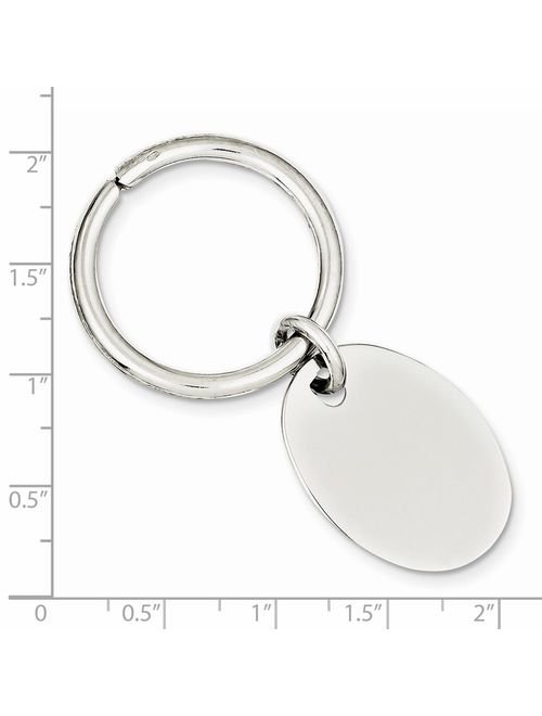 Sterling Silver Solid Polished Engravable Rhodium-plated Rhodium Plated Key Chain - 13.0 Grams