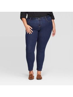 Women's Plus Size Skinny Jeans - Ava & Viv Dark Wash