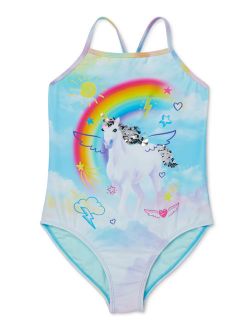 Girls 4-18 & Plus Rainbow Unicorn One-Piece Swimsuit