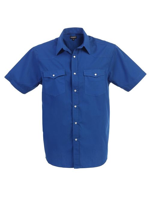 Gioberti Big Boys Royal Blue Solid Color Short Sleeve Western Shirt 8-18