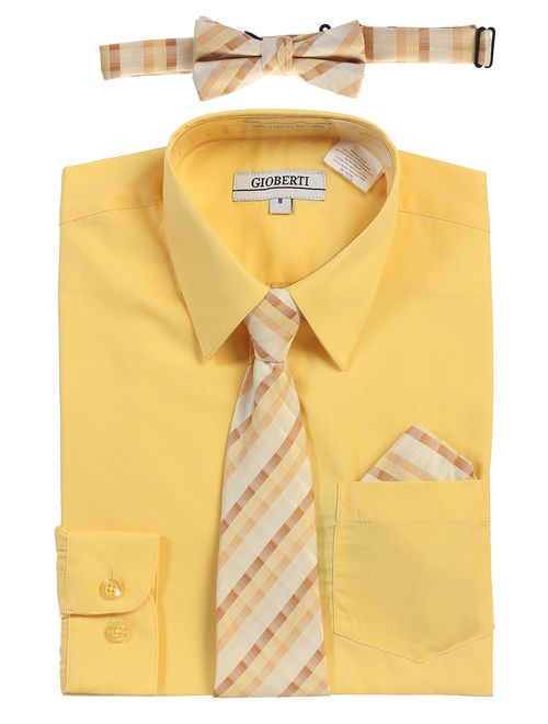 Gioberti Boy's Long Sleeve Dress Shirt and Tie Set