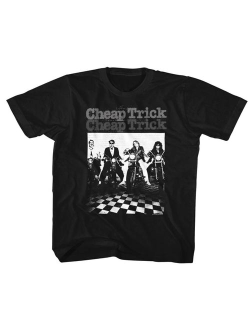 American Classics Cheap Trick Rock Band Motorcycle Black Toddler Little Boys T-Shirt Tee