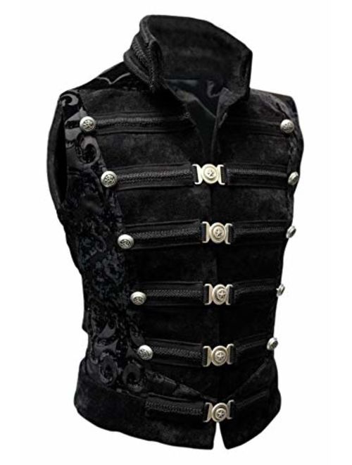 Shrine Men's Victorian Gothic Steampunk Dominion Vest Black Velvet