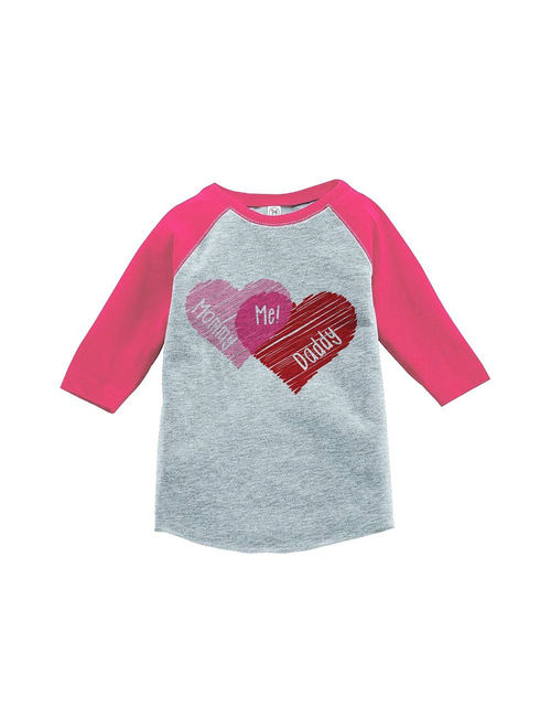 Custom Party Shop Girl's Mommy + Daddy = Me Valentine's Vintage Baseball Tee - Pink / Small Youth (6-8) T-shirt