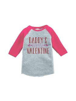 Custom Party Shop Girl's Daddy's Little Valentine Toddler Vintage Baseball Tee - Pink / XL Youth (18-20) T-shirt