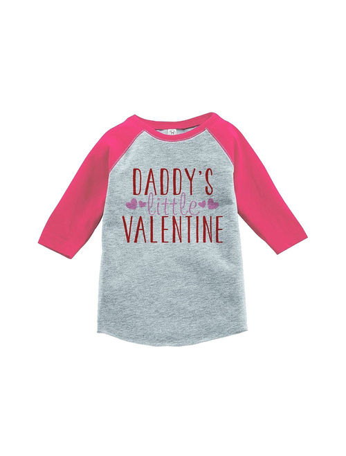 Custom Party Shop Girl's Daddy's Little Valentine Toddler Vintage Baseball Tee - Pink / XL Youth (18-20) T-shirt