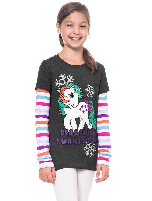 My Little Pony Christmas Layered Long Sleeve T-Shirt Size XS (Little Girls)
