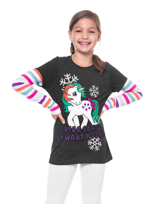 My Little Pony Christmas Layered Long Sleeve T-Shirt Size XS (Little Girls)