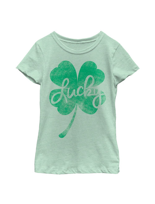 Girls' St. Patrick's Day Lucky Retro Shamrock T-Shirt
