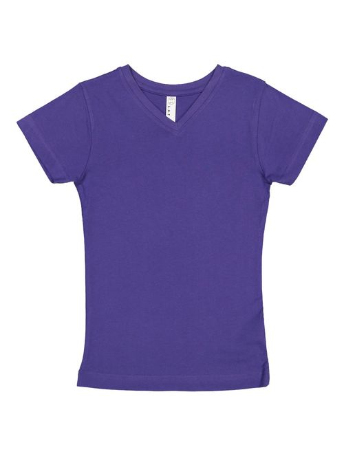 LAT Girls' V-Neck Fine Jersey T-Shirt