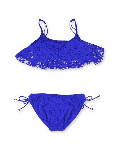 Kenneth Cole Womens Lace Low Rise 2 Piece Bikini, Blue, Medium