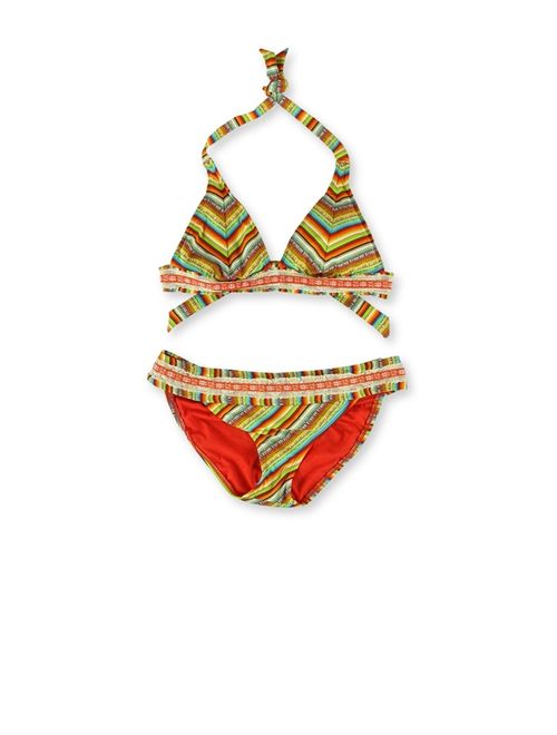 Lucky Brand Womens Santiago Tassle Side Tab 2 Piece Bikini, Orange, Medium