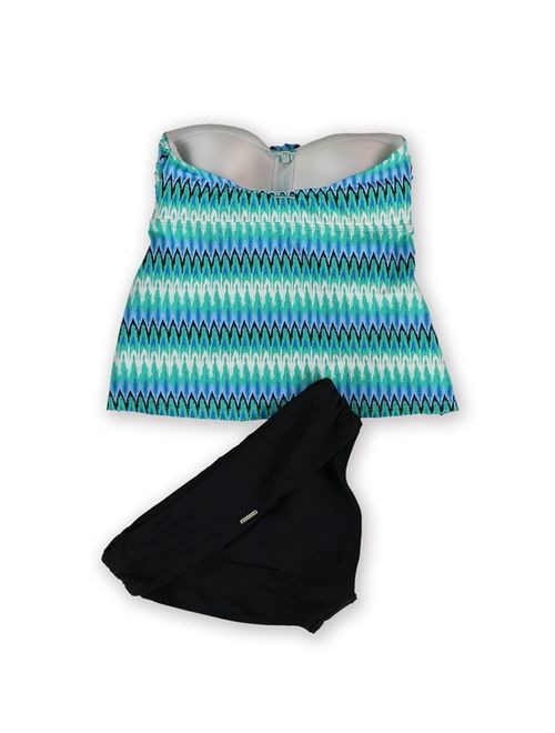 Jones New York Womens Geometric Folded Waist 2 Piece Bandeau, Green, 8