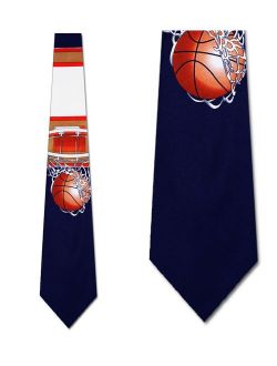 Basketball Hoops (Navy) Necktie Mens Tie