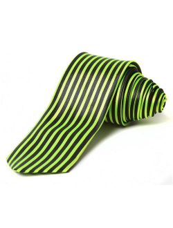 2' Trendy Skinny Tie - Green Blank Vertical Stripe Thin