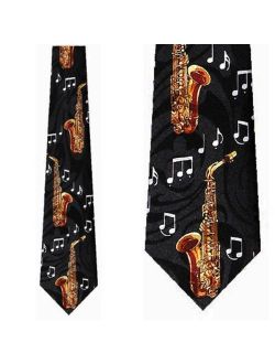 Saxophone and Notes Necktie Mens Tie