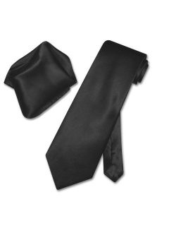 Biagio 100% SILK Solid BLACK Color NeckTie & Handkerchief Men's Neck Tie Set