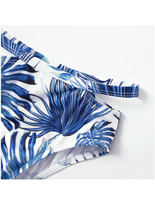 PatPat Breezy Palm Leaf Family Matching Swimsuit in Blue