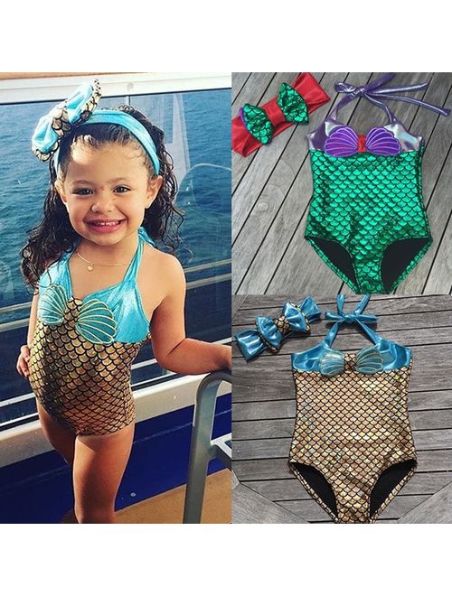 Canis Newborn Toddler Baby Kids Girls Mermaid Bikini Swimsuit Swimwear Bathing Suit