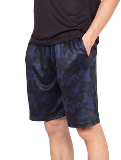 SAYFUT Mens Lightweigh Mesh Shorts Basketball Gym Sports Activewear Running Training Short with Side Pockets Color Black/Blue