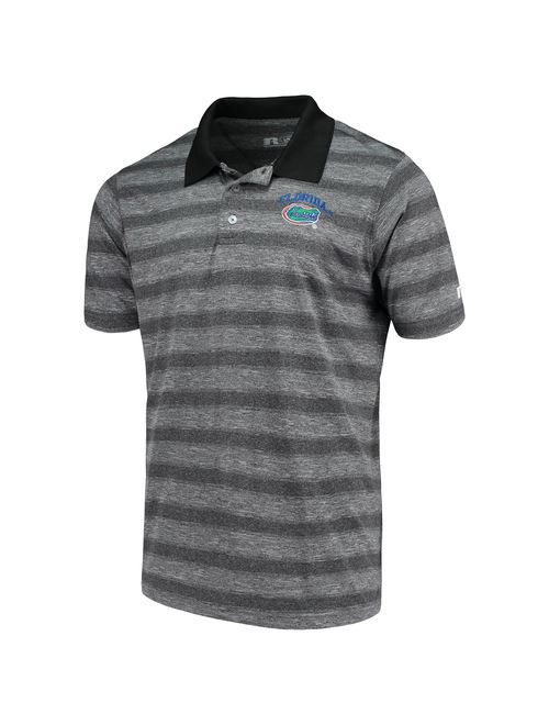 Men's Russell Athletic Heathered Black Florida Gators Classic Striped Polo
