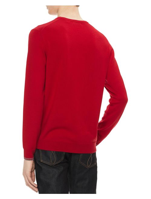 Famous Brand Mens Solid Extra-Fine Merino V-Neck Sweater XX-Large Red