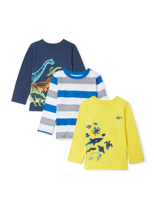 Garanimals Toddler Boy Long Sleeve Graphic T-Shirts, 3-Pack