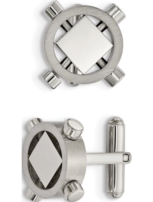 Stainless Steel Brushed And Polished Cufflinks Designer Jewelry by Sweet Pea