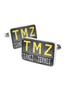 Cufflinks TMZ Airport Code for Termez (Termes)Porcelain Ceramic NEONBLOND
