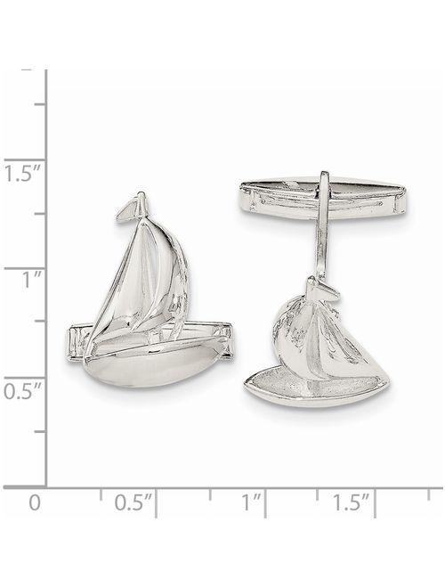 925 Sterling Silver Sail Boat Cuff Links