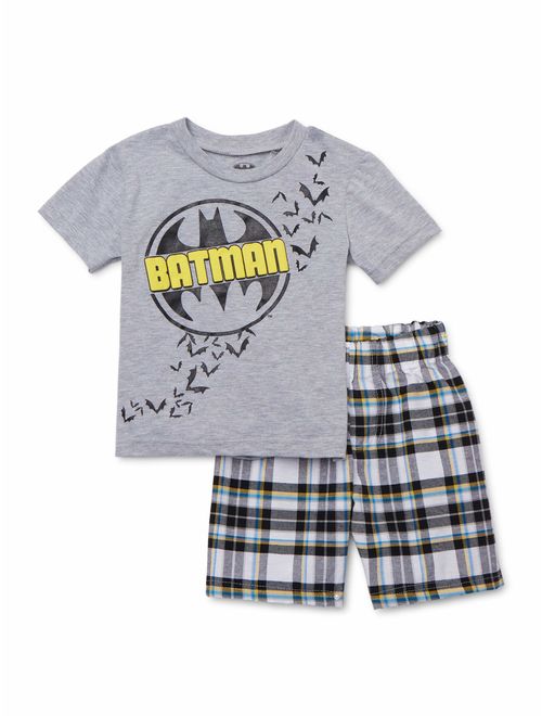 DC Batman Toddler Boy T-Shirt & Plaid Shorts, 2pc Outfit Set