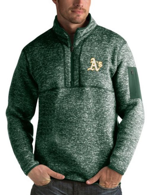 Oakland Athletics Antigua Fortune Half-Zip Sweater - Heathered Green