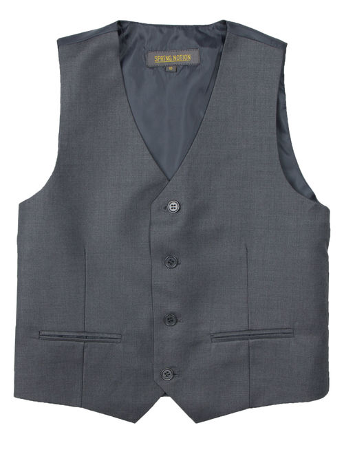 Spring Notion Big Boys' Two Button Suit Vest, Charcoal