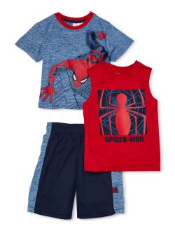 Spider-Man Toddler Boy T-shirt, Tank Top & Mesh Shorts, 3pc Active Outfit Set