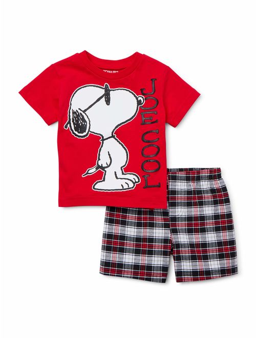 Snoopy Toddler Boy T-shirt & Plaid Shorts, 2pc Outfit Set